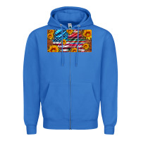 True Royal usa flag and serape with leopard and sunflowers license plate Zipper Hoodie - Artiststas
