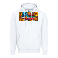 White usa flag and serape with leopard and sunflowers license plate Zipper Hoodie - Artiststas