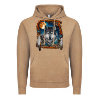 Vintage Coffee wolf and feathers Vintage Hoodie - RanaPortraitStore