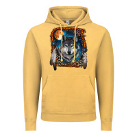 Vintage Mustard wolf and feathers Vintage Hoodie - RanaPortraitStore