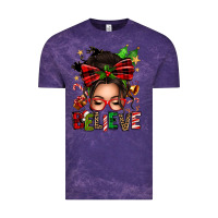 Cloud Purple christmas believe afro messy bun Vintage Tee - texasbilliewilder