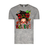 Cloud Rock christmas believe afro messy bun Vintage Tee - texasbilliewilder