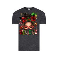 Vintage Black christmas believe afro messy bun Vintage Tee - texasbilliewilder