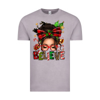 Vintage Zinc christmas believe afro messy bun Vintage Tee - texasbilliewilder