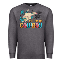Charcoal Heather western turquoise put em up cowboy Premium Sweatshirt - MaliasSmallBusiness