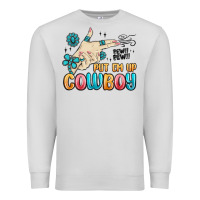 Dove Grey western turquoise put em up cowboy Premium Sweatshirt - MaliasSmallBusiness