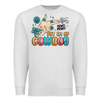 Oatmeal Heather western turquoise put em up cowboy Premium Sweatshirt - MaliasSmallBusiness