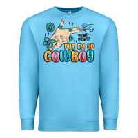 Ocean Blue western turquoise put em up cowboy Premium Sweatshirt - MaliasSmallBusiness