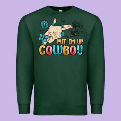 Western Turquoise Put Em Up Cowboy Premium Sweatshirt Designed By Maliassmallbusiness
