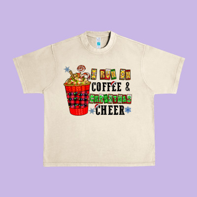 I Run On Coffee & Christmas Cheer Urban Heavy Tee Designed By Cowhidedigitalart