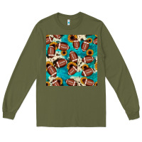 Army Green football turquoise cowhide sunflower seamless pattern Long Sleeve Tee - JahusDesignShop