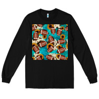 Black football turquoise cowhide sunflower seamless pattern Long Sleeve Tee - JahusDesignShop