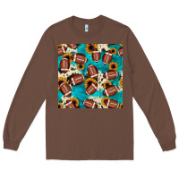 Chestnut football turquoise cowhide sunflower seamless pattern Long Sleeve Tee - JahusDesignShop