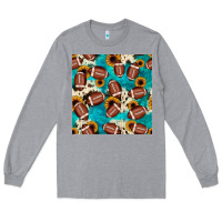 Heather Grey football turquoise cowhide sunflower seamless pattern Long Sleeve Tee - JahusDesignShop