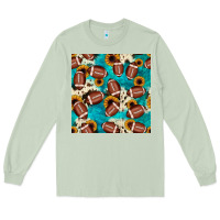 Matcha football turquoise cowhide sunflower seamless pattern Long Sleeve Tee - JahusDesignShop