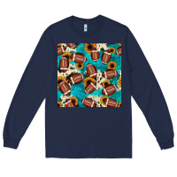Navy football turquoise cowhide sunflower seamless pattern Long Sleeve Tee - JahusDesignShop