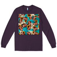 Plum football turquoise cowhide sunflower seamless pattern Long Sleeve Tee - JahusDesignShop