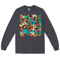 Smoke football turquoise cowhide sunflower seamless pattern Long Sleeve Tee - JahusDesignShop