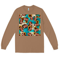 Toasted Coconut football turquoise cowhide sunflower seamless pattern Long Sleeve Tee - JahusDesignShop