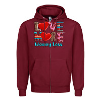 Burgundy love more worry less Zipper Hoodie - AdoDesignShop