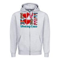 Heather Grey love more worry less Zipper Hoodie - AdoDesignShop