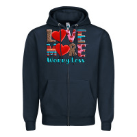 Navy love more worry less Zipper Hoodie - AdoDesignShop