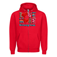 Red love more worry less Zipper Hoodie - AdoDesignShop