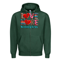 Sports Green love more worry less Zipper Hoodie - AdoDesignShop