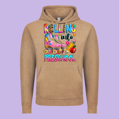 Rolling Into Preschool Grade Vintage Hoodie Designed By Texasbilliewilder