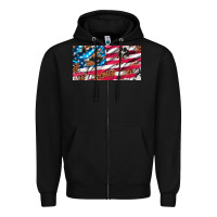 Black usa flag and leopard with wood license plate Zipper Hoodie - Artiststas