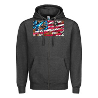 Charcoal Heather usa flag and leopard with wood license plate Zipper Hoodie - Artiststas