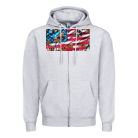 Heather Grey usa flag and leopard with wood license plate Zipper Hoodie - Artiststas