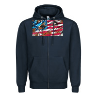 Navy usa flag and leopard with wood license plate Zipper Hoodie - Artiststas