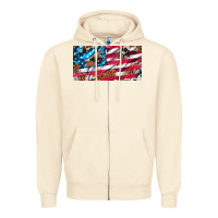 Sandshell usa flag and leopard with wood license plate Zipper Hoodie - Artiststas