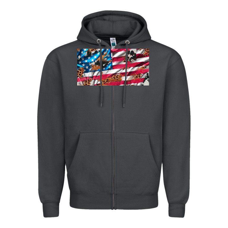Usa Flag And Leopard With Wood License Plate Zipper Hoodie by Artiststas | Teevron
