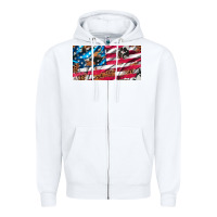 White usa flag and leopard with wood license plate Zipper Hoodie - Artiststas