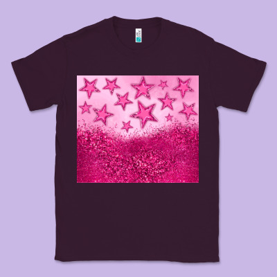 Pink Glitter Star Classic Tee Designed By Jahusdesignshop