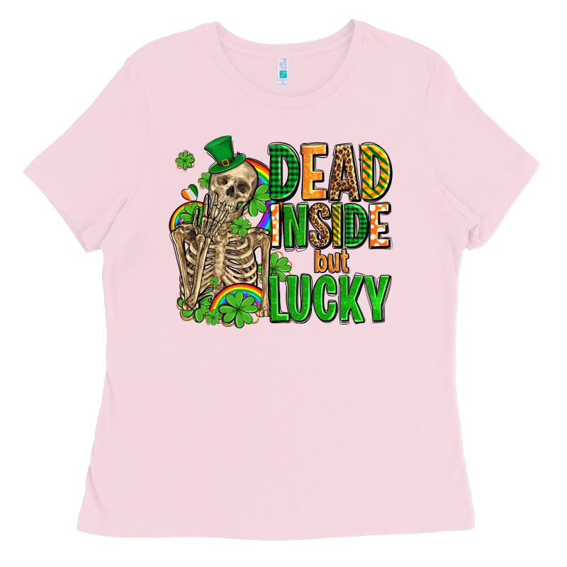 Dead Inside But Lucky  With Skeleton Ladies Tee by AdoDesignShop | Teevron