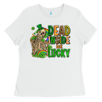 White dead inside but lucky  with skeleton Ladies Tee - AdoDesignShop