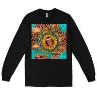 Black football leopard turquoise sunflower seamless pattern Long Sleeve Tee - JahusDesignShop