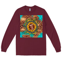 Burgundy football leopard turquoise sunflower seamless pattern Long Sleeve Tee - JahusDesignShop
