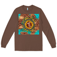 Chestnut football leopard turquoise sunflower seamless pattern Long Sleeve Tee - JahusDesignShop
