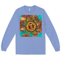 Colony Blue football leopard turquoise sunflower seamless pattern Long Sleeve Tee - JahusDesignShop
