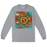 Heather Grey football leopard turquoise sunflower seamless pattern Long Sleeve Tee - JahusDesignShop