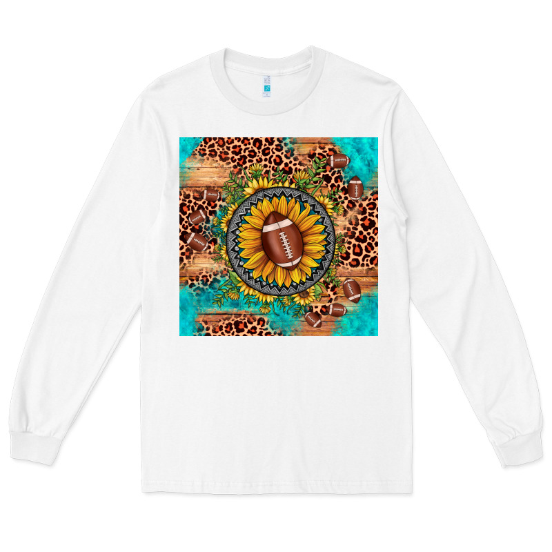 Football Leopard Turquoise Sunflower Seamless Pattern Long Sleeve Tee by JahusDesignShop | Teevron