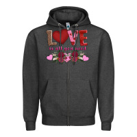 Charcoal Heather love is all you need Zipper Hoodie - AdoDesignShop