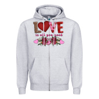 Heather Grey love is all you need Zipper Hoodie - AdoDesignShop