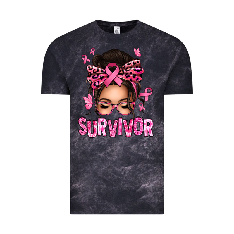 Breast Cancer Survivor Afro Messy Bun Vintage Tee by texasbilliewilder | Teevron