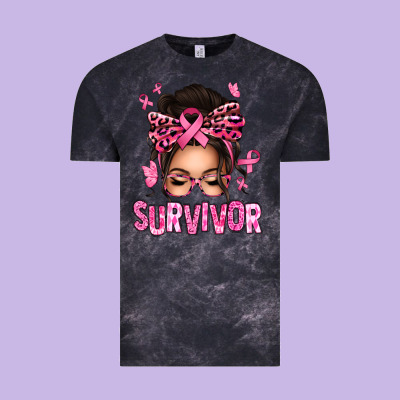 Breast Cancer Survivor Afro Messy Bun Vintage Tee Designed By Texasbilliewilder