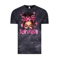 Cloud Black breast cancer survivor afro messy bun Vintage Tee - texasbilliewilder